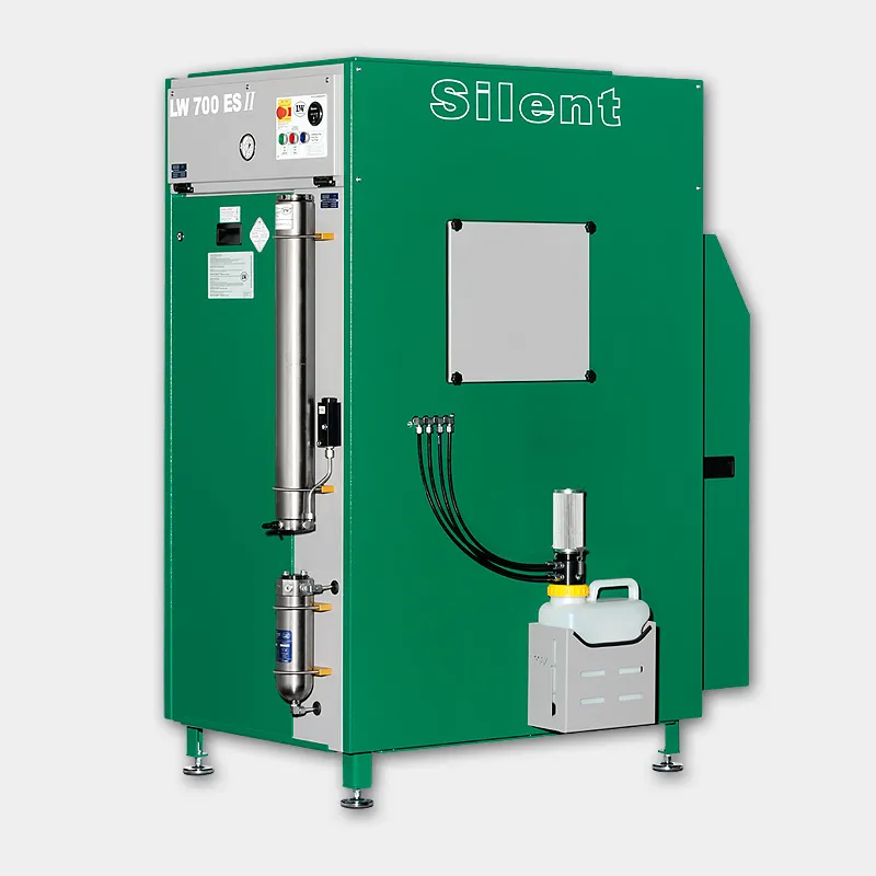 LW 700 ES II Silent enclosed high-pressure air compressor in noise-reduction cabinet, designed for low-noise breathing-air, fire-service, and industrial use.