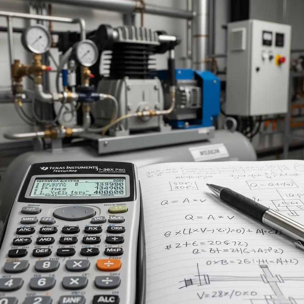 Flow rate calculation tools with a compressor in the background