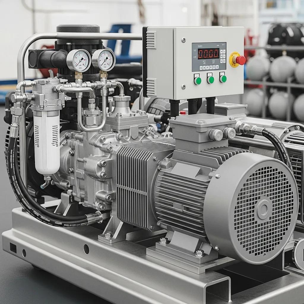 Continuous-duty marine compressor system showcasing advanced technology and robust design