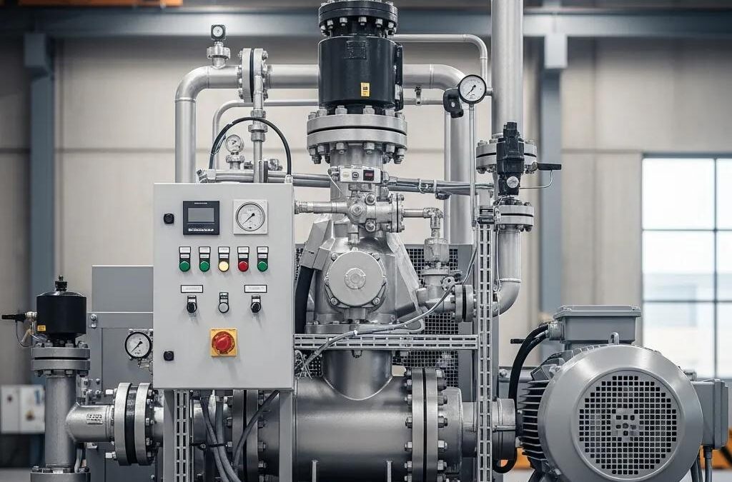 High-pressure compressor system in an industrial environment